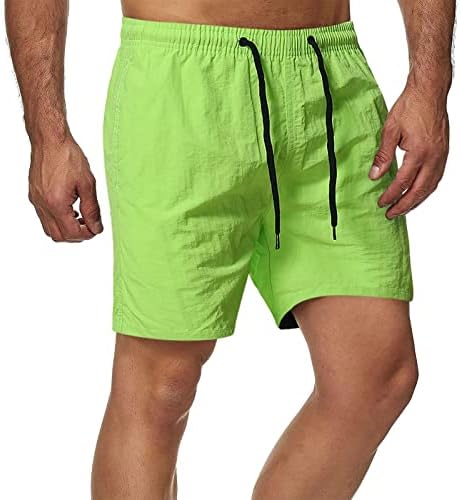מכנסיים קצרים פעילים לגברים מכנסי חוף קיץ עם שרוך בכושר קלאסי עם מותניים אלסטיים וכיסים מכנסי אימון