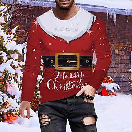 חולצות T מעצבת Teddo Mens 2022 חג המולד מצחיק תלת מימד הדפס גרפי חולצה שרוול ארוך חולצה חג המולד רזה מתאים