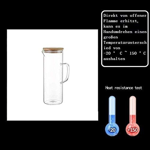 Chaiodengzi 1.0 ליטר/ליטר מיכל זכוכית מים קארף מים בקבוק מים קארף מים עם מיץ מכסה כד זכוכית קארף אנטי
