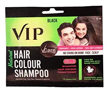 VIP 5 ב 1 שמפו צבע שיער לשערות, שפם, זקן, חזה וידיים, ניתן ליישם צבע שיער מיידי ללא אמוניה