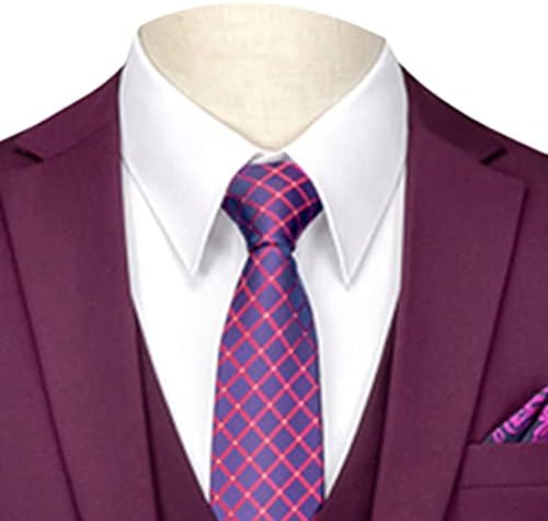Maiyifu-GJ לגברים 3 חלקים חליפת צבע אחיד סט חליפת חזה חזה דק-כושר מכנסיים מפתיחים לחתונה עסקית סטים