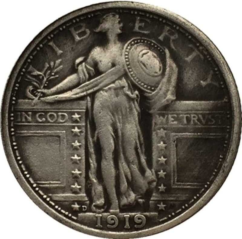 7 תאריכים שונים גרסת D American זקוף 25 סנט פליז מטבעות מלאכות עתיקות מצופות כסף מטבעות זיכרון