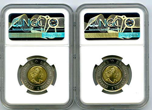 CA 2020 קנדה 2 $ VE-DAY V-E DAY V75 TOONIE משחרר לראשונה שני מטבעות תואמים CERT NGC GEM UNC
