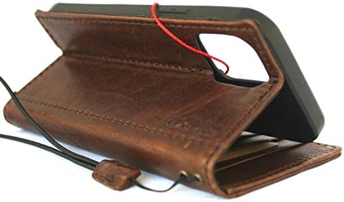 ג ' אפו אמיתי טבעי עור מקרה לאייפון 12 ספר ארנק בעבודת יד קלאסי כיסוי יוקרה מזהה חלון אשראי