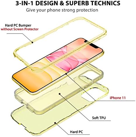 למלאס תואם לאייפון 11 מארז Crystal Crystal Blitter Bling נוצץ, היברידי כבד אטום לזעזוע שלוש שכבות
