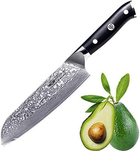 סכין קיסר מטבח סנטוקו, סכין מטבח דמשק, סכין שף מקצועי עם ידית G10 נוחה