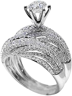 טבעות אופנה לנשים גבירותיי יהלום נוצץ יהלום מלא יהלום כפול סט טבעת הבטחת טבעת סט טבעת אירוסין