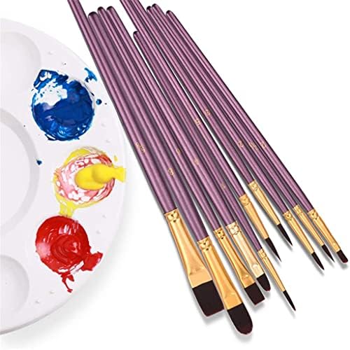 MJWDP 10 יחידים מברשות צבע סטיות ציור ניילון ציור שיער שמן מברשת אקריליק מברשת גואש עט צבעי עט אספקה