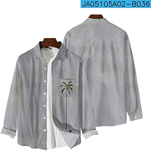 חולצות הוואי מודפסות של גברים כפתור שרוול ארוך במורד חולצות חוף חולצות גברים מזדמנים חולצות T