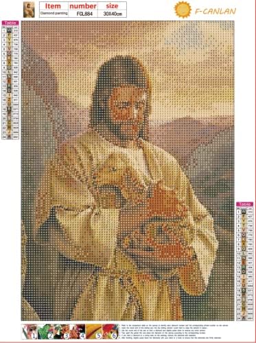 סט קנלאן עגול תרגיל מלא בציור יהלומים, 5D Diy Shepherd ישו ישו ערכות אמנות ישו יהלום ציור אמנות