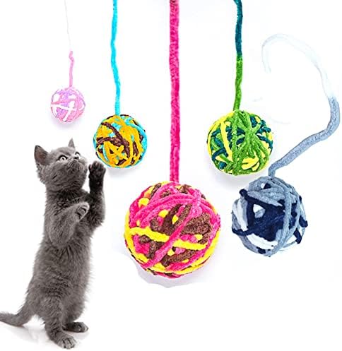 כדורי צעצוע של חתול LKJYBG, כדורי חתול חוט 5 יח 'לחתול נשיכת כדור רעש