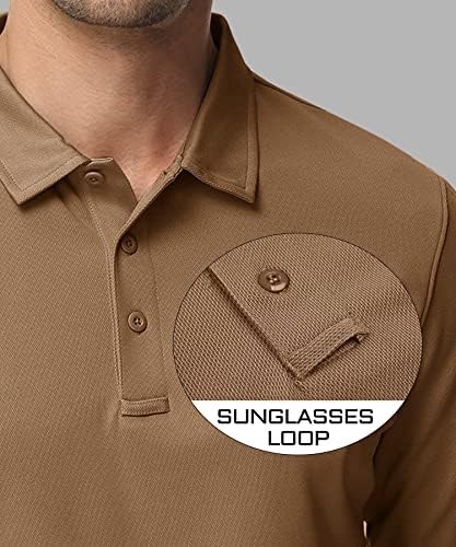 חולצות פולו לגברים של Magcomsen 3 כפתור מהיר ביצועים יבש מהיר חולצות טקטי שרוול ארוך חולצת גולף פיקה