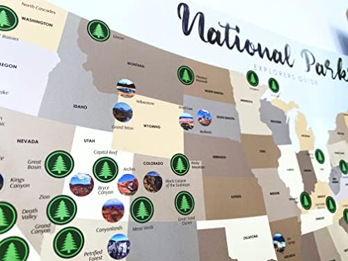 פארקים לאומיים לגרד את המפה - לנו לגרד את הפארקים הלאומיים פוסטר לילדים ומבוגרים-רשימת דלי הפארק הלאומי שריטה