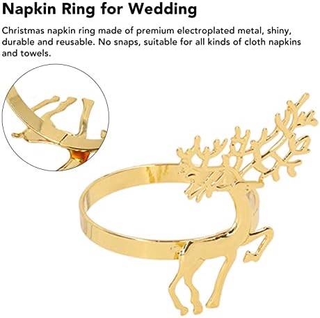 ג ' ינוקו 10 יחידות חג המולד מפית טבעת אלגנטי דקורטיבי מתכת צבי מפית טבעת מחזיק למסיבת חתונה