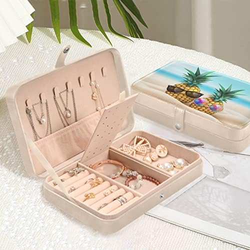 משקפי שמש אננס בחוף תכשיטים קטנים ארגון תכשיטים עור PU מארגן עגילי נסיעות לנשים מתנה לבנות