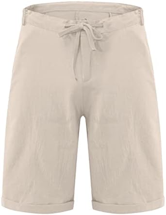 מכנסי מטען לגברים של ymosrh מכנסי כותנה פשתן כותנה מכנסיים קצרים מזדמנים פיג'מה כיס מכנסי מכנסיים קצרים גדולים