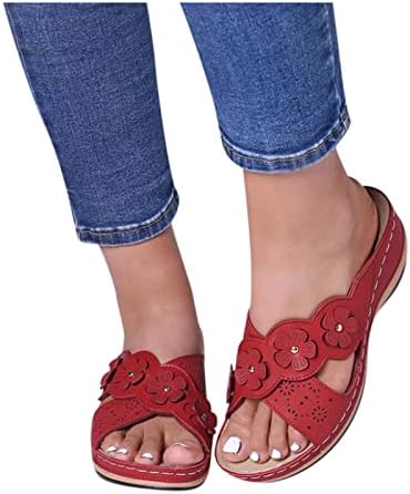 2023 קיץ נעלי בית לנשים בציר צלב טריז סנדלי פרחוני לפענח פתוח הבוהן שקופיות רטרו עקב חיצוני נעל