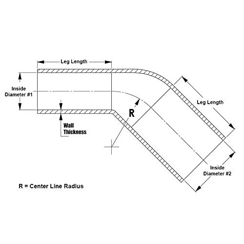 HPS 2.5 -3.25 ID, סיליקון 45 מעלות צינור מצמד מרפק, צינור מזוין טמפ 'גבוה 4-שכבה, אורך רגליים מכל צד: 4-1/2
