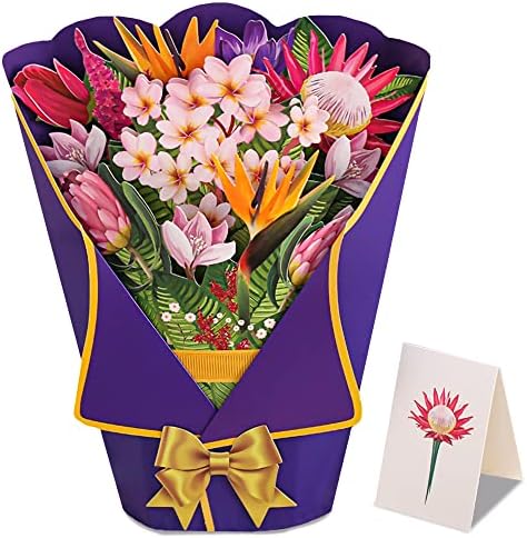 זר פרחי נייר גן עדן 3 ד', נייר פרחים, זר פרחים לנצח בגודל 3 ד ' עם כרטיס ברכה ומעטפה לנשים, מאהב, הורה,