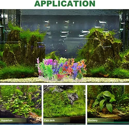 Sewacc צמחים מלאכותיים תפאורה ירוקה 1 סט אקווריום מלאכותי צמחי אקווריום מזויף מיכל דגים מזויף צמחי פלסטיק קישוט