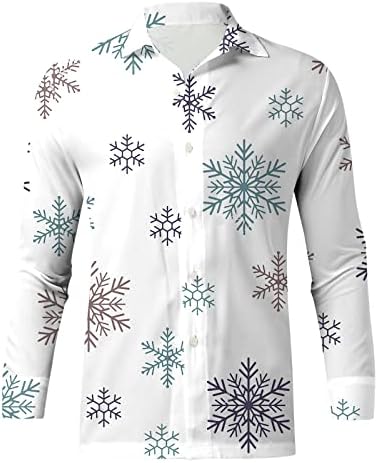 חולצות גברים לחג המולד של Dsodan, כפתור למטה חג המולד הדפסה גרפית צווארון תלת מימד הדפס דיגיטלי