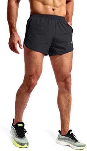 פודולה גברים של מכנסי ריצה 3 אינץ מהיר יבש כושר ספורט אימון מכנסיים קצרים לגברים עם רוכסן כיסים