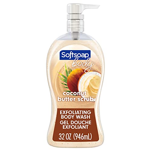 סבון רך גוף לשטוף משאבת, קוקוס חמאת לשפשף, פילינג גוף לשטוף, 32 אונקיה