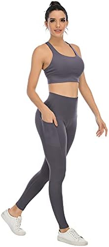 יאנגקסם 4 מארז חותלות עם כיסים לנשים, גבוהה מותן בטן בקרת אימון יוגה מכנסיים