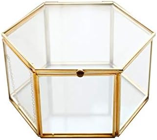 קופסות אחסון גיאומטרי ברור זכוכית תכשיטי תיבת תכשיטי שולחן מארגן צמחים בשרניים מיכל בית תכשיטי אחסון