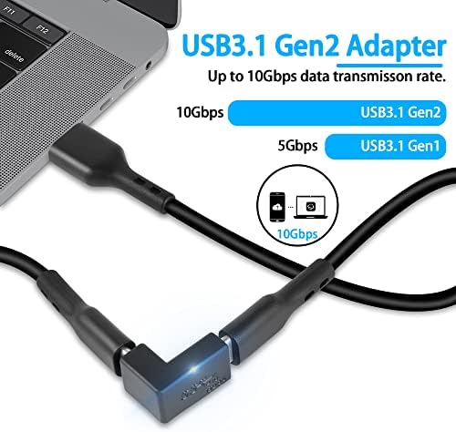 Gelrhonr 90degree USB C מתאם נקבה לנקבה, ימין ושמאל למעלה ומטה זווית סוג C מצמד תמיכה בטעינה והעברת נתונים