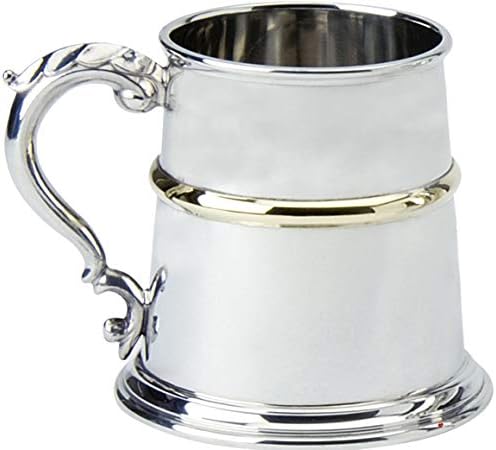 אני Luv Ltd Pewter Tankard מסורתי צורה אנגלית פס פליז רחב בסיס 1PT מלוטש