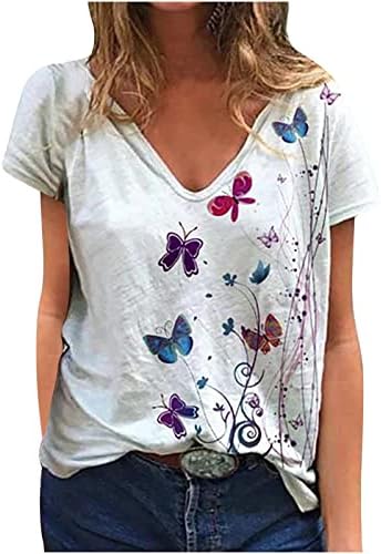 2023 צמרות קיץ לנשים פרפר חמוד להדפיס חולצת טריק