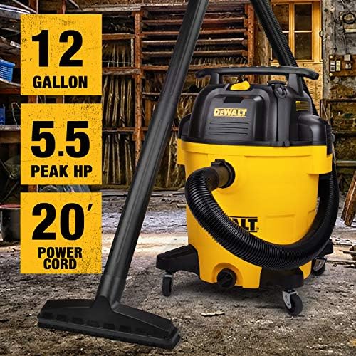 Dewalt 12 ליטר פולי רטוב/יבש ואביזרי ואקום רטוב יבש רטוב WS25022A צינור ואקום יבש רטוב ארוך במיוחד, 2-1/2 אינץ