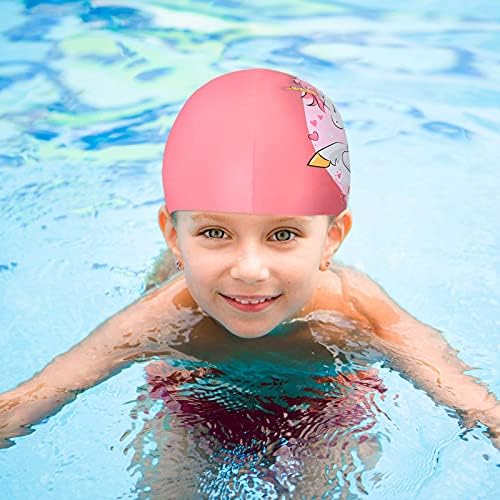 ג'נפן 2 חתיכות ילדים שחייה כובע חד קרן ילדים סיליקון סיליקון אטום מים כובע בריכת שחייה עמידה לילדים עם ילדים