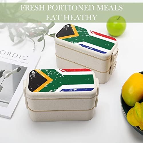 דגל דרום אפריקה כפול בנטו קופסת ארוחת צהריים בנטו מיכל ארוחת צהריים לשימוש חוזר עם כלי אוכל לסעוד בית