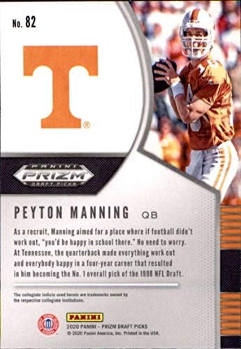 2020 Panini Prizm Draft 82 Peyton Manning Tennessee מתנדבים כרטיס מסחר בכדורגל