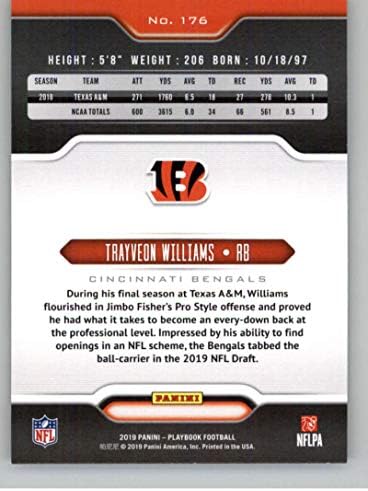 2019 Panini Playbook 176 Trayveon Williams Cincinnati Bengals RC טירון NFL כרטיס מסחר בכדורגל