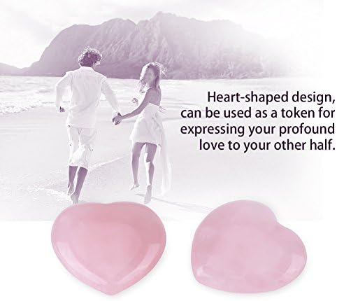 קריסטל בצורת לב ורודה בצורת לב, 4 יחידים רוז קוורץ פסל קריסטל גביש חצי יקרת עבודות אבן מעודנות ויפה, לקישוט מלאכה.