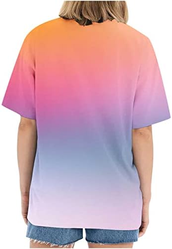 חולצת טריקו קיץ אופנתית לנשים 2023 הדפסת צוואר סיבתית עגולה חולצה עם שרוול קצר חולצת טריקו