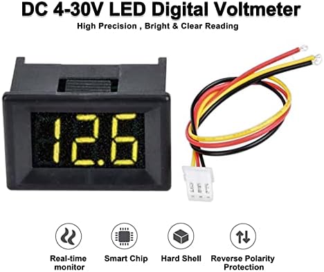 מד מתח דיגיטלי, 0.36 אינץ 'שלוש חוט DC 0-100V תצוגה LED תצוגה של מכונית מתח מתח מתח, מד מתח