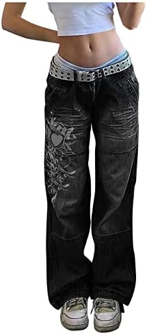 מכנסי אופנה y2k לנשים רחבות רגל גבוהה מותניים מכנסיים ג'ינס חבר ג'ינס רופף ג'ינס רחבים לג'ינס לבנות
