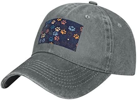 כובע בייסבול מודפס של כלב חמוד, כובע קאובוי מתכוונן למבוגרים, זמין כל השנה