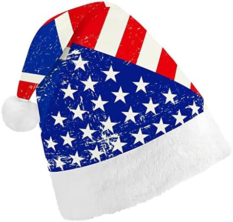 בריטי ואמריקאי דגל חג המולד כובע סנטה קלאוס כובעי קצר קטיפה עם לבן חפתים לגברים נשים חג המולד