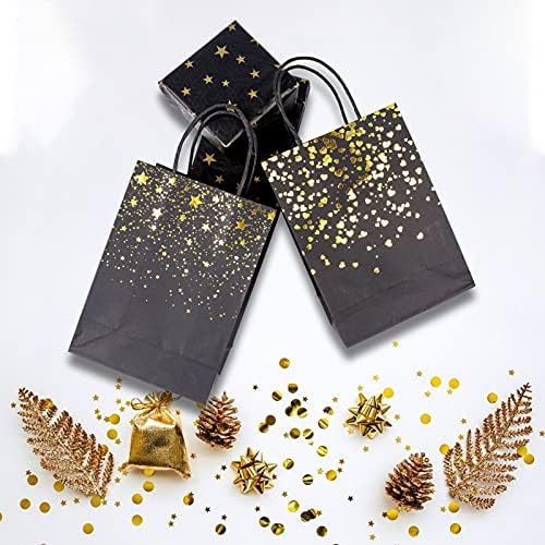 שקיות מתנת זהב שחור קטן 24 יחידות שקיות נייר מסיבה עם נייר טישו כוכב לשנה החדשה, יום הולדת, חתונה, כלה, מקלחת
