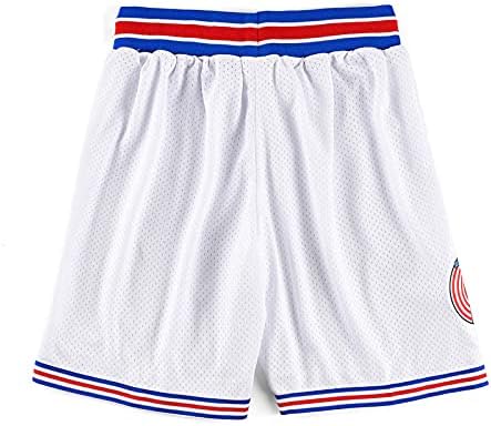 מכנסי כדורסל של מכנסי כדורסל לגברים מכנסי ספורט קצרים לבגדי מסיבת היפ הופ משנות ה -90 לבנים S-XXL