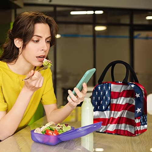 שקית אוכל גרוטקר נשים, קופסא ארוחת צהריים לגברים, קופסא ארוחת צהריים לנשים, דפוס אדווה דגל אמריקאי