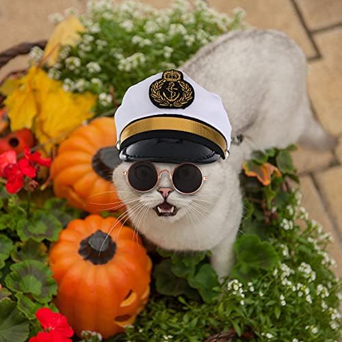 5 חתיכות ליל כל הקדושים חתול סיילור תלבושות סט כלב קפטן כובע סיילור כובע חתול קפטן חיל הים חליפת