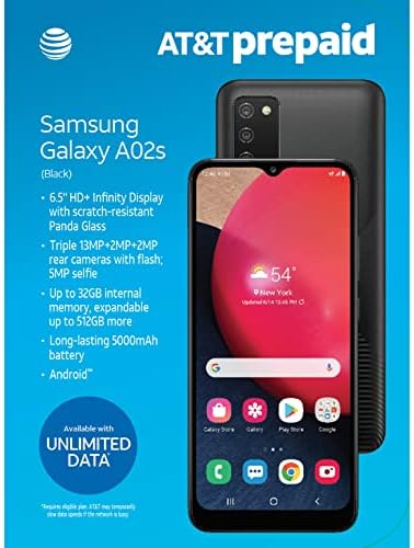 AT&T Samsung Galaxy A02S, 32GB, שחור - 4G 6.5 סמארטפון אנדרואיד מראש - מוביל נעול ל- AT & T