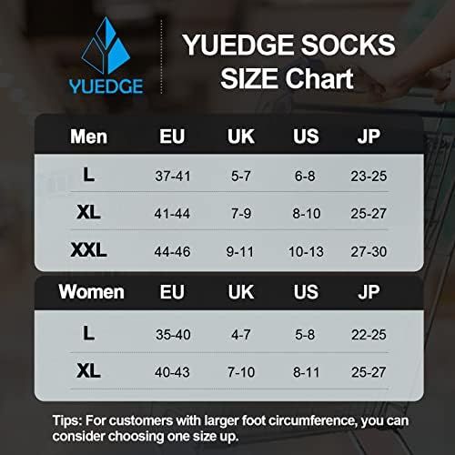 Yuedge 5 זוגות גרבי טיול נושמים לגברים גרבי צוות כרית אתלטית גרביים לגברים בגודל 7-13