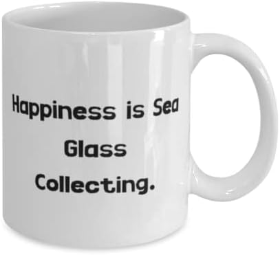 רעיון ייחודי מתנות איסוף זכוכית ים, אושר הוא איסוף זכוכית ים, זכוכית ים אוספת ספל 15 oz 15oz מחברים, זכוכית
